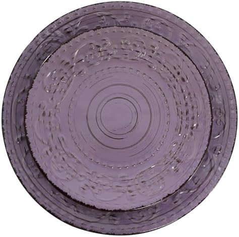 Elama Malibu Mica 16-Piece Stoneware Embossed Pattern Reactive Glaze Purple Dinnerware Set, Tableware, Serveware Set (Mica Purple) - Image 3