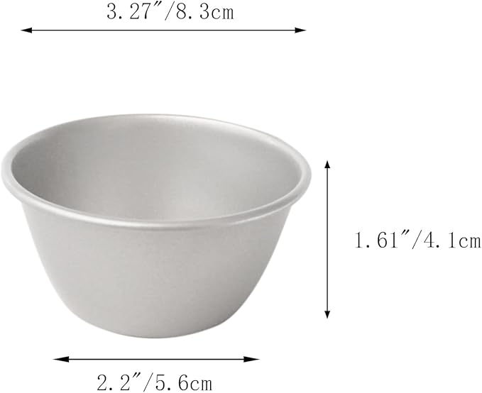 Small Popover Pans Nonstick 6Pcs, 3 Inch Round Pie Tart Mold Small Tin, Carbon Steel Pudding Cups, Individual Egg Tart Moulds Cute - Silver