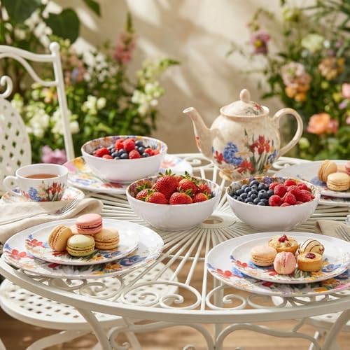 Melamine Dinnerware Set for 4,12 Piece Plates and Bowls,Unbreakable Dishes - Image 5