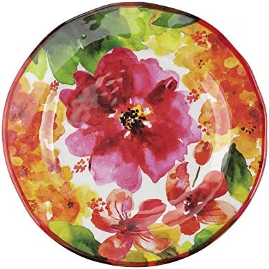 UPware 12 Piece Pink Floral Melamine Dinnerware Sets, Outdoor Dishes Set, Plates and Bowls Sets, Service for 4, Multicolor - Image 5