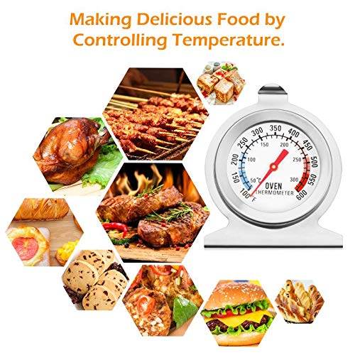in Oven Thermometer for Grill Smoker BBQ 50-300°C/100-600°F, Instant Read Precision Stainless Steel Electric/Gas Oven Thermometers, Analog Thermometer Gauge for Kitchen Cooking Baking