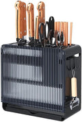 Knife Holder Organizer Stainless Steel Rack This multifunctional kitchen storage rack with Utensil (black)