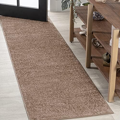 JONATHAN Y Haze Solid Low-Pile Brown Runner Rug 2x10, Coastal,Bohemian,Minimalist,Classic, Easy-Cleaning for Living Room,Bedroom,Kitchen,Pet Friendly,Non-Shedding (SEU100J-210) by JONATHANY
