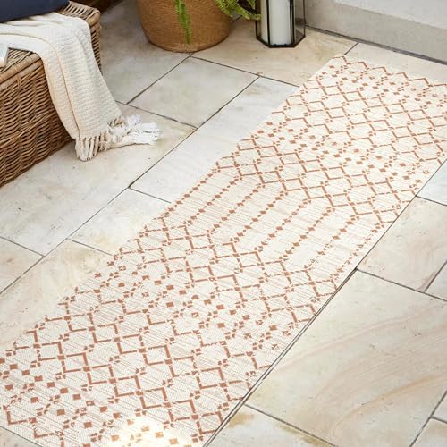 JONATHAN Y Moroccan Geometric Indoor Outdoor Runner Rug 2X8 Cream/Orange, Ourika Textured Weave for Backyard, Patio, Porch, Easy-Cleaning, High Traffic, Pet-Friendly, Non-Shedding (SMB108O-28) - Image 3
