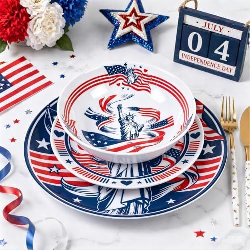 Webbylee 12Pcs Melamine Dinnerware Set -Statue of Liberty - Image 6