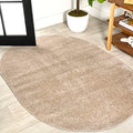 JONATHAN Y Haze Solid Low-Pile Beige 6x9 Oval Indoor Area Rug, Coastal,Bohemian,Minimalist,Classic, Easy-Cleaning for Living Room,Bedroom,Kitchen,Pet Friendly,Non-Shedding (SEU100G-6OV) by JONATHANY