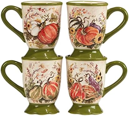 Harvest Morning 16-Piece Ceramic Dinnerware Set, Service for 4 – Celebrate autumn with vibrant pumpkins and florals, perfect for cozy family meals, Thanksgiving gatherings, and fall entertaining - Image 5