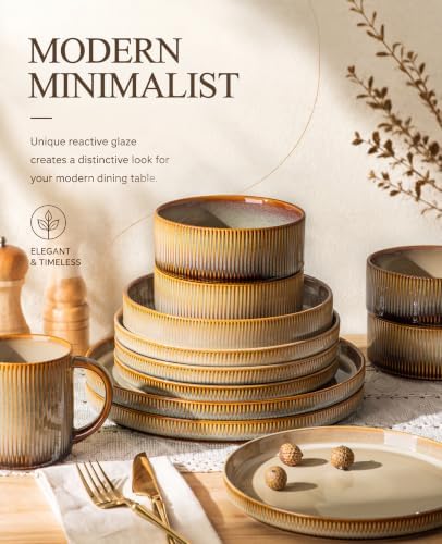 TheTerra Ceramic Dinnerware Set for 4, 16-Piece Plates and Bowls Set - Image 5