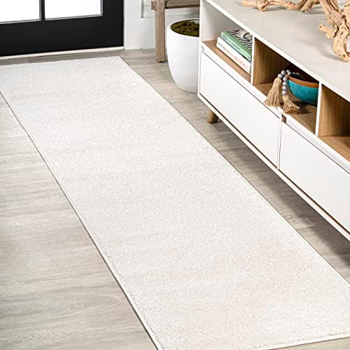 JONATHAN Y Haze Solid Low-Pile Cream Runner Rug 2x10, Coastal,Bohemian,Minimalist,Classic, Easy-Cleaning for Living Room,Bedroom,Kitchen,Pet Friendly,Non-Shedding (SEU100T-210) by JONATHANY