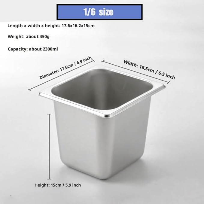 5 Pack Stainless Steel Hotel Pans，1/3 Size，6" Deep Steam Table Pan，Commercial Food Storage Containers Stackable Metal Steamer Pan for Hotel Restaurant Buffet Party (1/3 Size x 6" Deep)