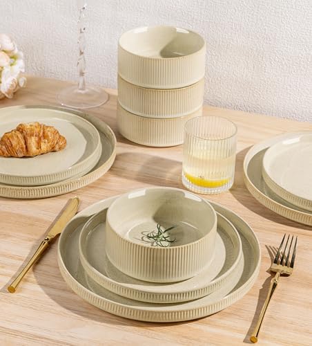 TheTerra Ceramic Dinnerware Set for 8, 24-Piece Plates and Bowls Set - Image 6