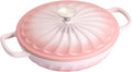 Enameled Cast Iron Braiser, 3.8 Quart Enamel Dutch Oven with Handles, Cast Iron Braiser Pan with Lid,Enameled Cookware (Pink)