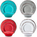 LEHAHA Rustic Melamine Dinnerware Set, 12 Piece Plate and Bowls Set for 4 by LEHAHA