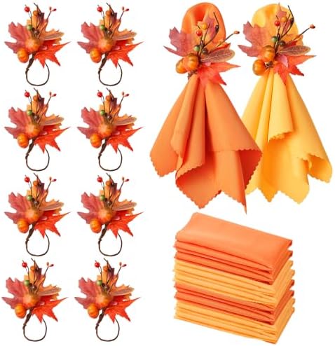 Fall Thanksgiving Napkins and Napkin Rings, Thanksgiving Table Decorations by Worthyeah