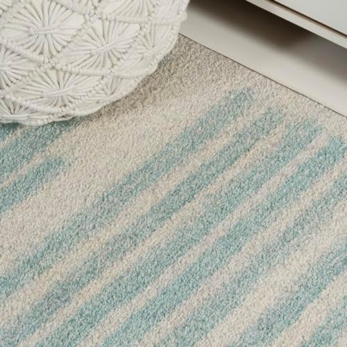 JONATHAN Y Khalil Modern Berber Stripe Cream/Turquoise Indoor Area Rug, 3x5, Contemporary, Bohemian, Easy-Cleaning for Living Room, Bedroom, Kitchen, Pet Friendly, Non-Shedding (MOH207B-3) - Image 4