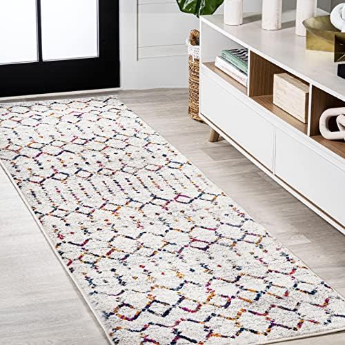 JONATHAN Y Boho Vintage Diamond Cream/Multi Runner Rug 2X8 ft, Moroccan Hype for Living Room, Bedroom, Kitchen, Office, Easy-Cleaning, High Traffic, Pet-Friendly, Non-Shedding (MOH101H-28) by JONATHANY