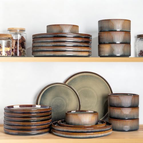 TheTerra Ceramic Dinnerware Set for 8, 24-Piece Plates and Bowls Set - Image 6