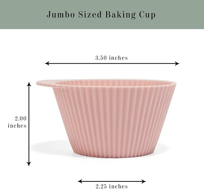 The Silicone Kitchen Reusable Silicone Baking Cups Silicone Muffin Liners for Cupcakes, BPA Free, Jumbo, 12 Pack, Pink Gray Blue