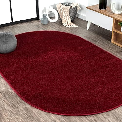 JONATHAN Y Haze Solid Low-Pile Dark Red 6x9 Oval Indoor Area Rug, Coastal,Bohemian,Minimalist,Classic, Easy-Cleaning for Living Room,Bedroom,Kitchen,Pet Friendly,Non-Shedding (SEU100Q-6OV) by JONATHANY