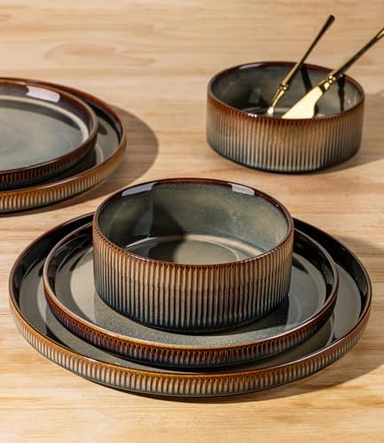 TheTerra Ceramic Dinnerware Set for 4, 16-Piece Plates and Bowls Set - Image 5