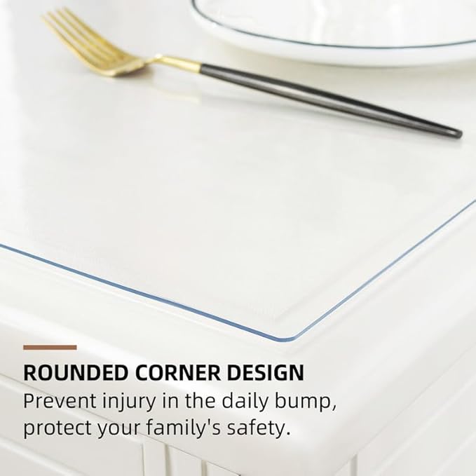 Warmstar Clear Table Cover Protector 22 x 54 Inch,1.5mm Thick Plastic Table Cover Rectangle,PVC Clear Table Protector,Desk Protector Mat for Kitchen, Dresser, Writing Desk，Dining Room Table