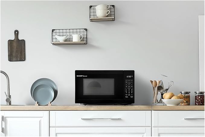 SHARP Compact Countertop Microwave Oven with Removable 10" Carousel Turntable, 700 Watt, 0.7 Cubic Feet, Black