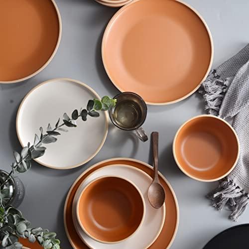 Melamine Dinnerware Sets 12pcs, Plates and Bowls for 4, Unbreakable Dinnerware Sets, Ideal Dinnerware for Party, Unbreakable, BAP free, Dishwasher Safe, Red Color (Terracotta Color) - Image 3
