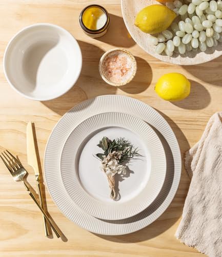 TheTerra Ceramic Dinnerware Set for 4, 12-Piece Plates and Bowls Set - Image 3