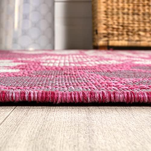JONATHAN Y Floral Textured Weave Indoor Outdoor Square Area Rug 5X5 Fuchsia/Light Gray, Zinnia Modern for Backyard, Patio, Porch, Easy-Cleaning, High Traffic, Pet-Friendly, Non-Shedding (SMB110F-5SQ) - Image 6