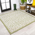 JONATHAN Y Vintage Filigree Indoor Outdoor Square Area Rug 5X5 Green/Cream, Madrid Textured Weave for Backyard, Patio, Porch, Easy-Cleaning, High Traffic, Pet-Friendly, Non-Shedding (SMB107H-5SQ) by JONATHANY
