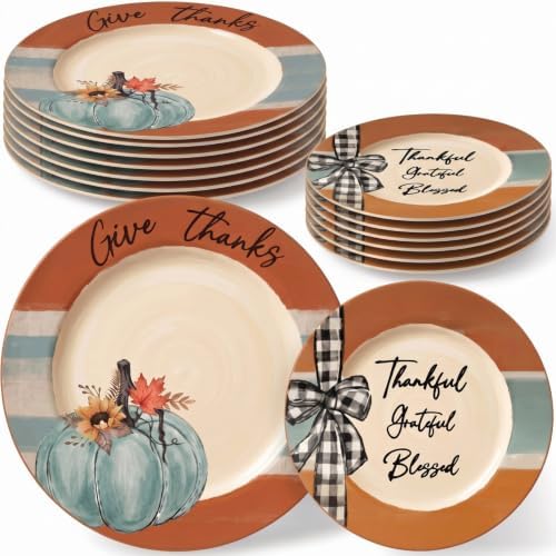 Havawish 7/10 Inch 12 Pcs Fall Melamine Salad Plates, Pumpkin Dinnerware by Havawish