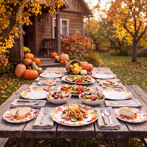 12-Piece Melamine Dinnerware Set, Fall Plates and Bowls Set - Image 6