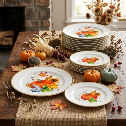 Havawish 12 Pcs Fall Dishes Pumpkin Melamine Dinnerware 10" and 7" Plates - Image 7