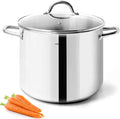 HOMICHEF 10 Quart Stock Pot With Glass Lid - Nickel Free Stainless Steel 10 Qt Pots With Handle - Mirror Polished StockPot 10 Quart - Induction Cooking Pots With Lid - Healthy Soup Pot