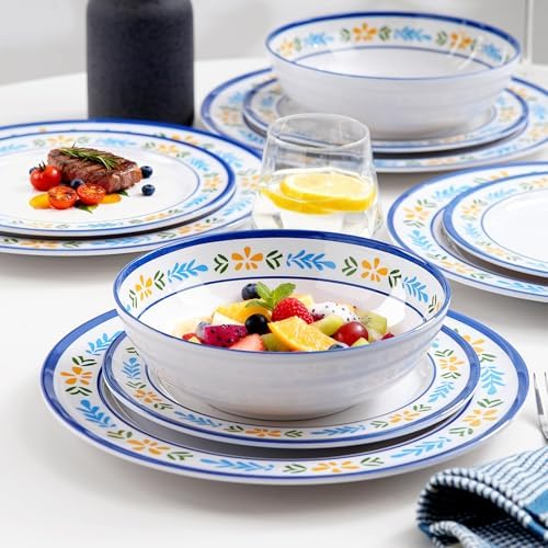 12-Piece Melamine Dinnerware Set, Unbreakable Lemon Dish Set - Image 5
