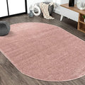 JONATHAN Y Haze Solid Low-Pile Pink 6x9 Oval Indoor Area Rug, Coastal,Bohemian,Minimalist,Classic, Easy-Cleaning for Living Room,Bedroom,Kitchen,Pet Friendly,Non-Shedding (SEU100P-6OV) by JONATHANY