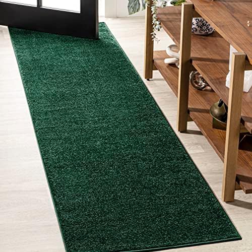 JONATHAN Y Haze Solid Low-Pile Emerald Runner Rug 2x12, Coastal,Bohemian,Minimalist,Classic, Easy-Cleaning for Living Room,Bedroom,Kitchen,Pet Friendly,Non-Shedding (SEU100L-212) by JONATHANY