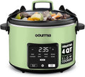Gourmiia 4.5 Qt Programmable Slow Cooker with 5 Presets, Slow Cook, Digital Timer, Keep Warm Function, Nonstick Interior, Dishwasher Safe, Green (Green)