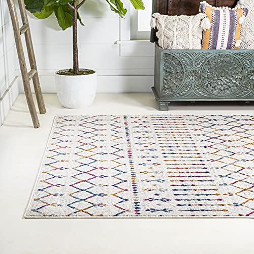 JONATHAN Y Boho Vintage Diamond Cream/Multi Indoor Area Rug 4X6 ft, Moroccan Hype for Living Room, Bedroom, Kitchen, Office, Easy-Cleaning, High Traffic, Pet-Friendly, Non-Shedding (MOH101H-4) - Image 3