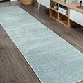JONATHAN Y Haze Solid Low-Pile Aqua Blue Runner Rug 2x12, Coastal,Bohemian,Minimalist,Classic, Easy-Cleaning for Living Room,Bedroom,Kitchen,Pet Friendly,Non-Shedding (SEU100S-212) by JONATHANY