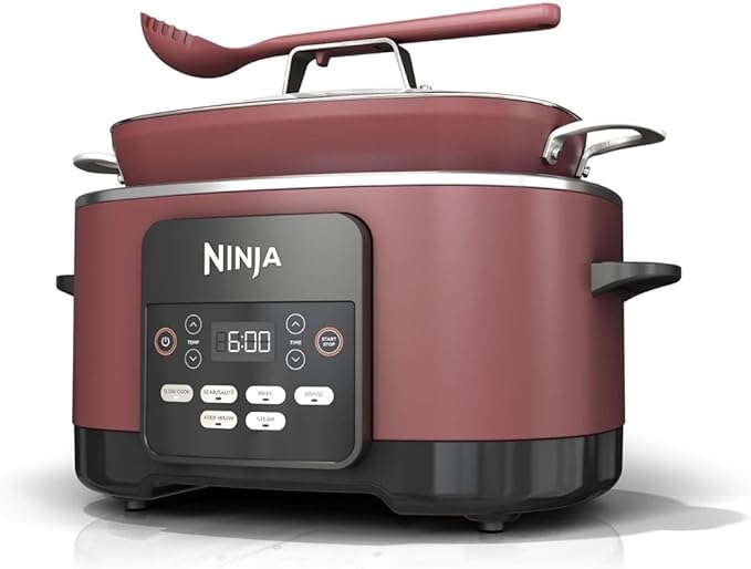 Ninja Foodi PossibleCooker PRO 14-in-1 8.5 Qt Multi-Cooker – Replaces 14 Tools, Nonstick Pot, Glass Lid & Integrated Spoon (Cherry Tarte)