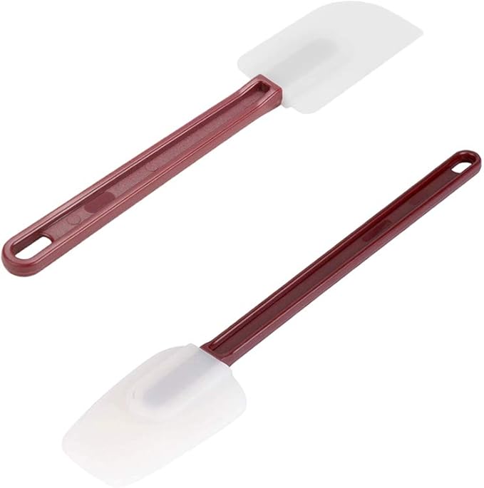 High Heat Resistant Silicone Scraper Spoon Commercial Spatula for Cooking, Rubber Spatula Set of 2 (9.5'')