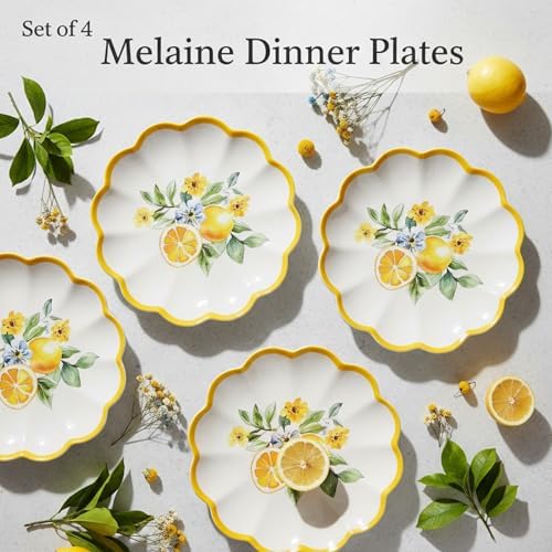 Lemon Melamine Plates, 4-Piece 9 Inch Salad Plate Set - Image 5