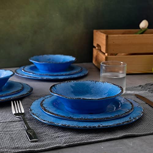 LEHAHA 12 Piece Melamine Dinnerware Set Farmhouse Outdoor Dishes Set for 4 - Image 2