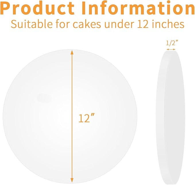 5Pcs Cake Boards 12 Inch Round - Sturdy 1/2 Inch Cake Drum, Food Grade Cake Rounds,Multiple Layers of Corrugated Cardboard for Heavy or Multi Layer Cakes for Birthdays,Weddings, Parties (12inch/5pcs)