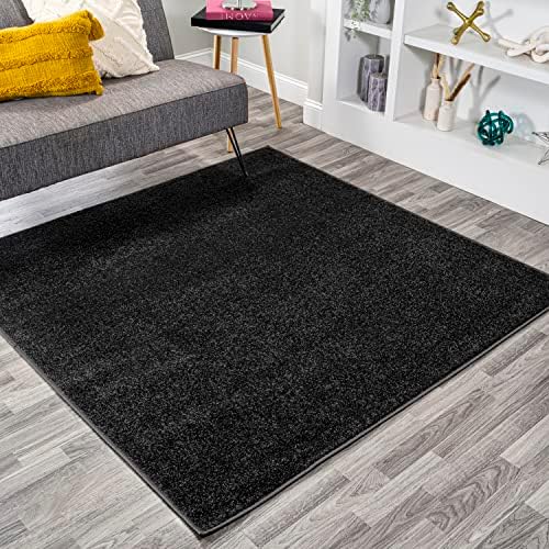 JONATHAN Y Haze Solid Low-Pile Black 6x6 Square Indoor Area Rug, Coastal,Bohemian,Minimalist,Classic, Easy-Cleaning for Living Room,Bedroom,Kitchen,Pet Friendly,Non-Shedding (SEU100I-6SQ) by JONATHANY