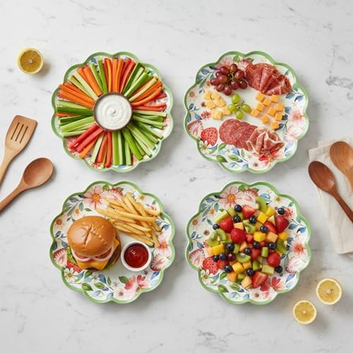 Melamine Dinner Plates Set of 4, 11-Inch Strawberry Plates - Image 4