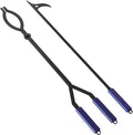 40" Fire Log Tongs Firewood Grabber and Fire Poker Set,Large Fire Pit Tool Outdoor/Indoor Bonfire Campfire Backyard Deck Camping Log Grabber Rustproof Safely Moves Firewood