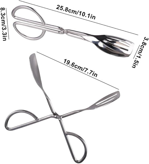 2 Pcs Serving Tongs, 10 Inch Buffet Tongs, Stainless Steel Kitchen Tong with Comfort Grip for Salads, Appetizers, Cake, Bread, Cooking, Party, Barbecue, Desserts, Ice