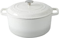 Enameled Cast Iron Dutch Oven Pot With Lid, Dutch Oven for Sourdough Bread Baking Round Pot Dule Handle, 7.5 Quart, White